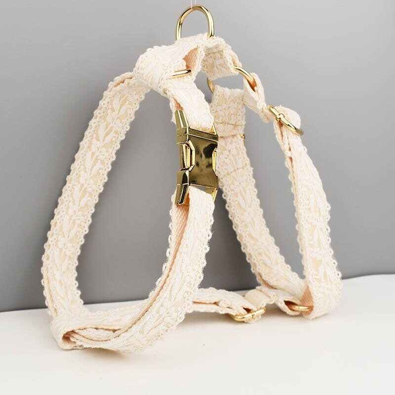 Beige Lace Personalized Dog Accessories for Fancy Occasions