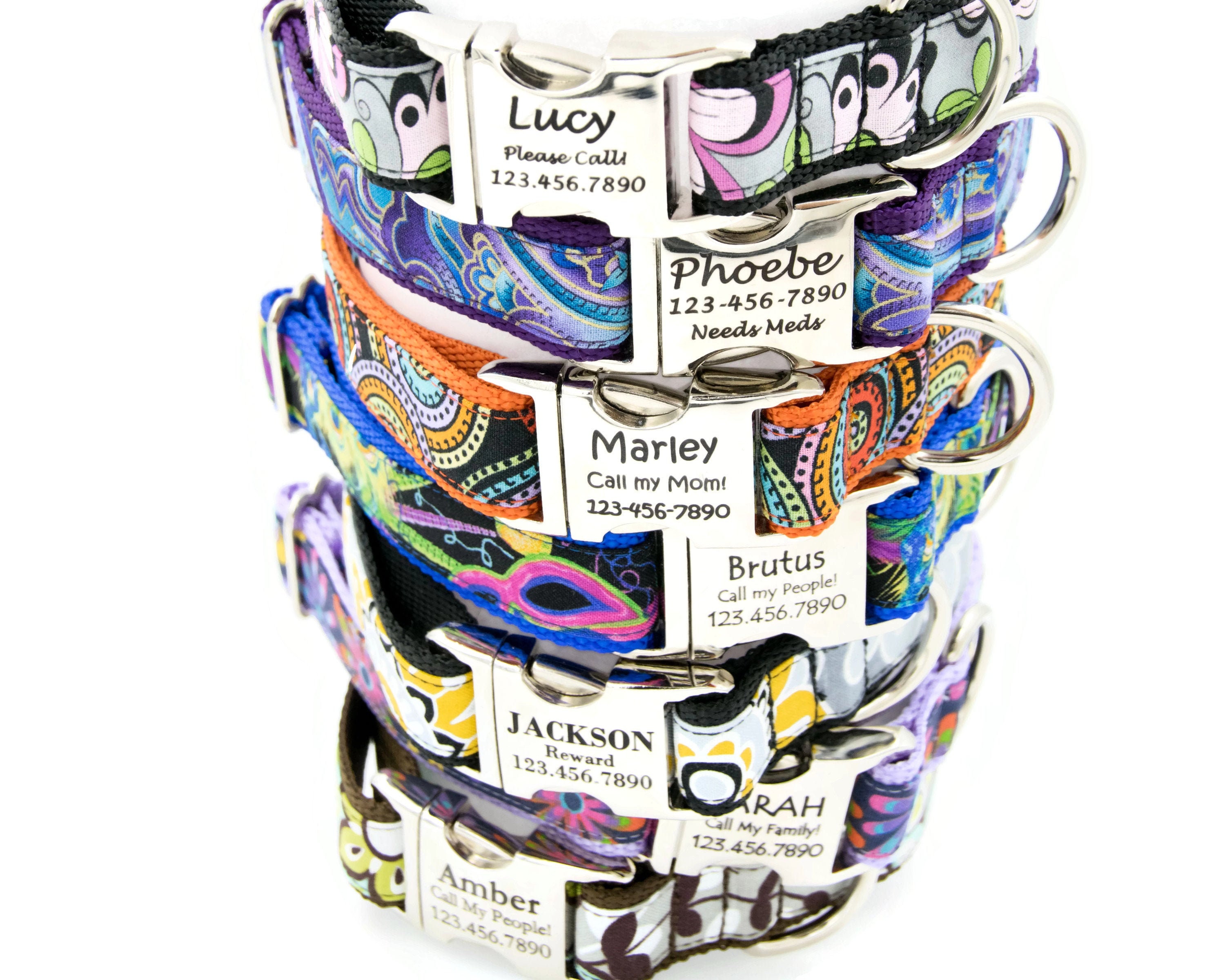 Bright Personalized Dog Collar with Custom Engraved ID