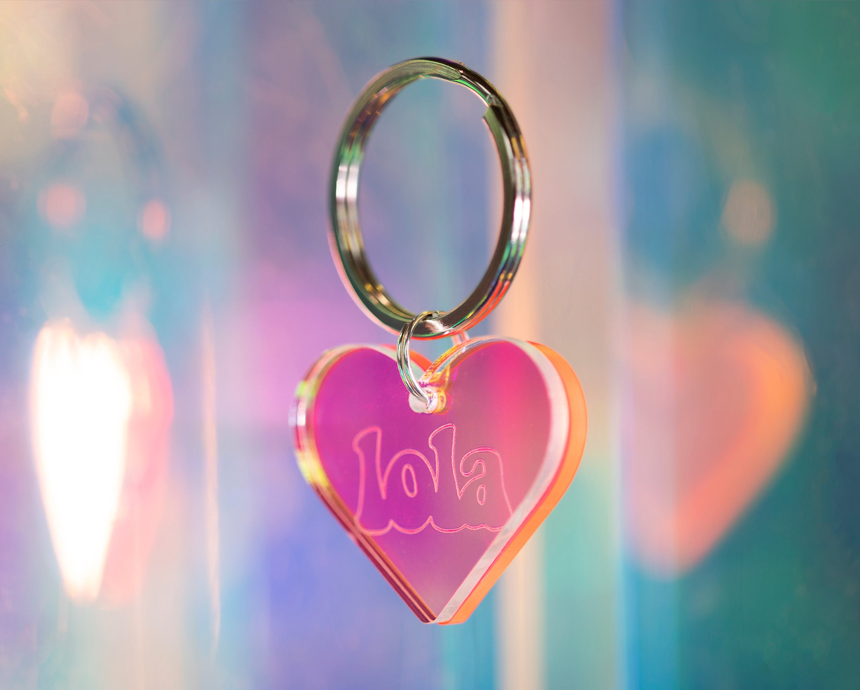 Personalized Pet Tag in Pink Heart-shape