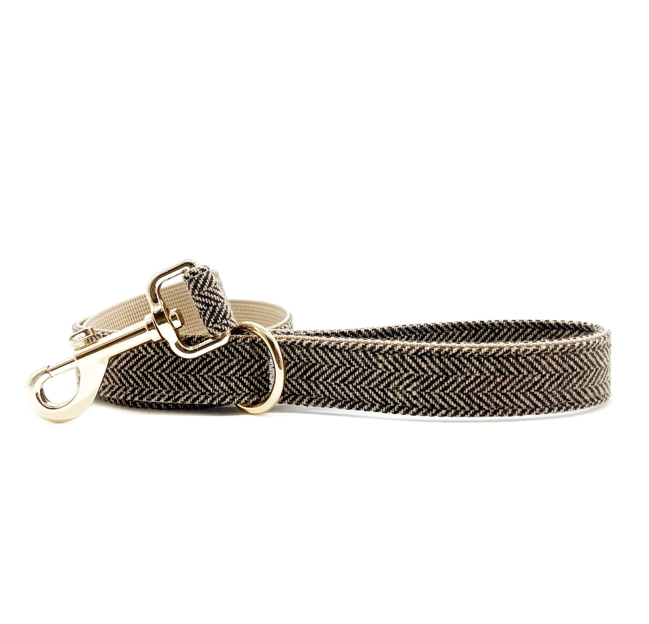 Custom Brown Chevron Dog Collar & Leash Bundle