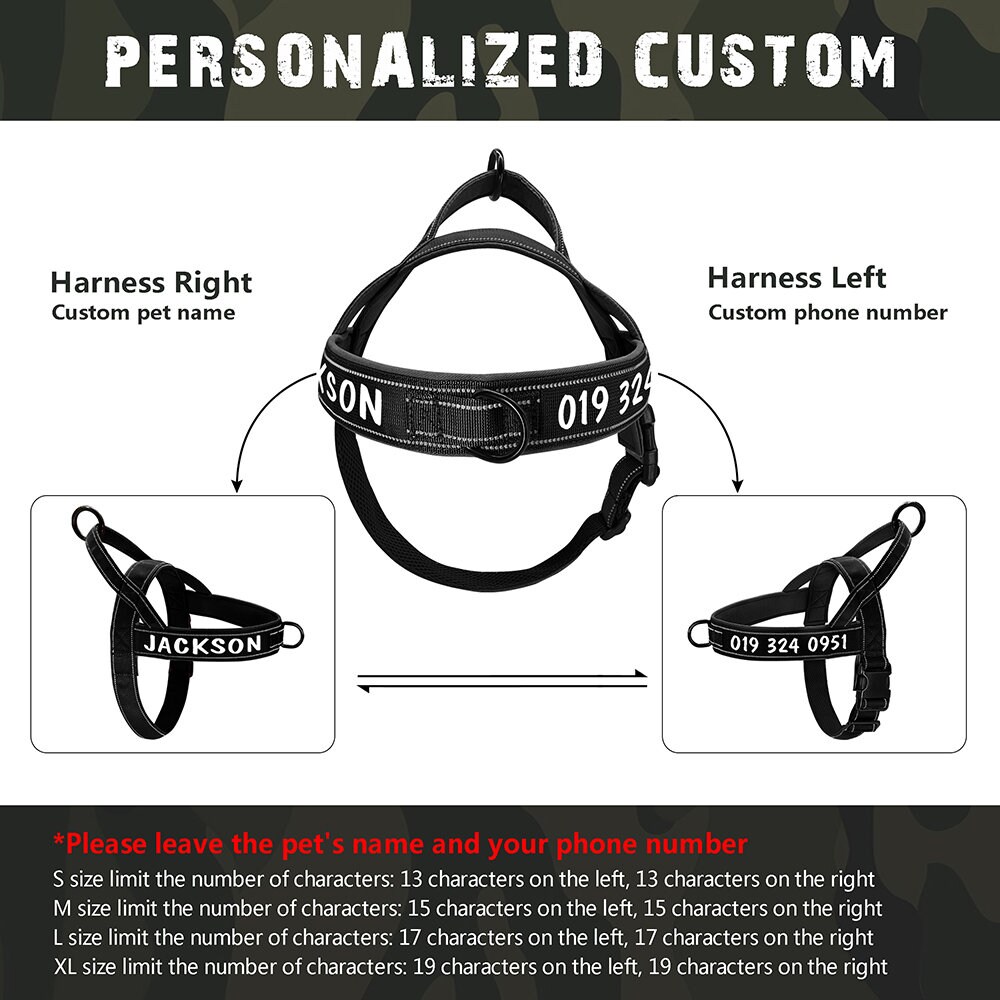 Customized Tactical Dog Harness with Reflective Nylon