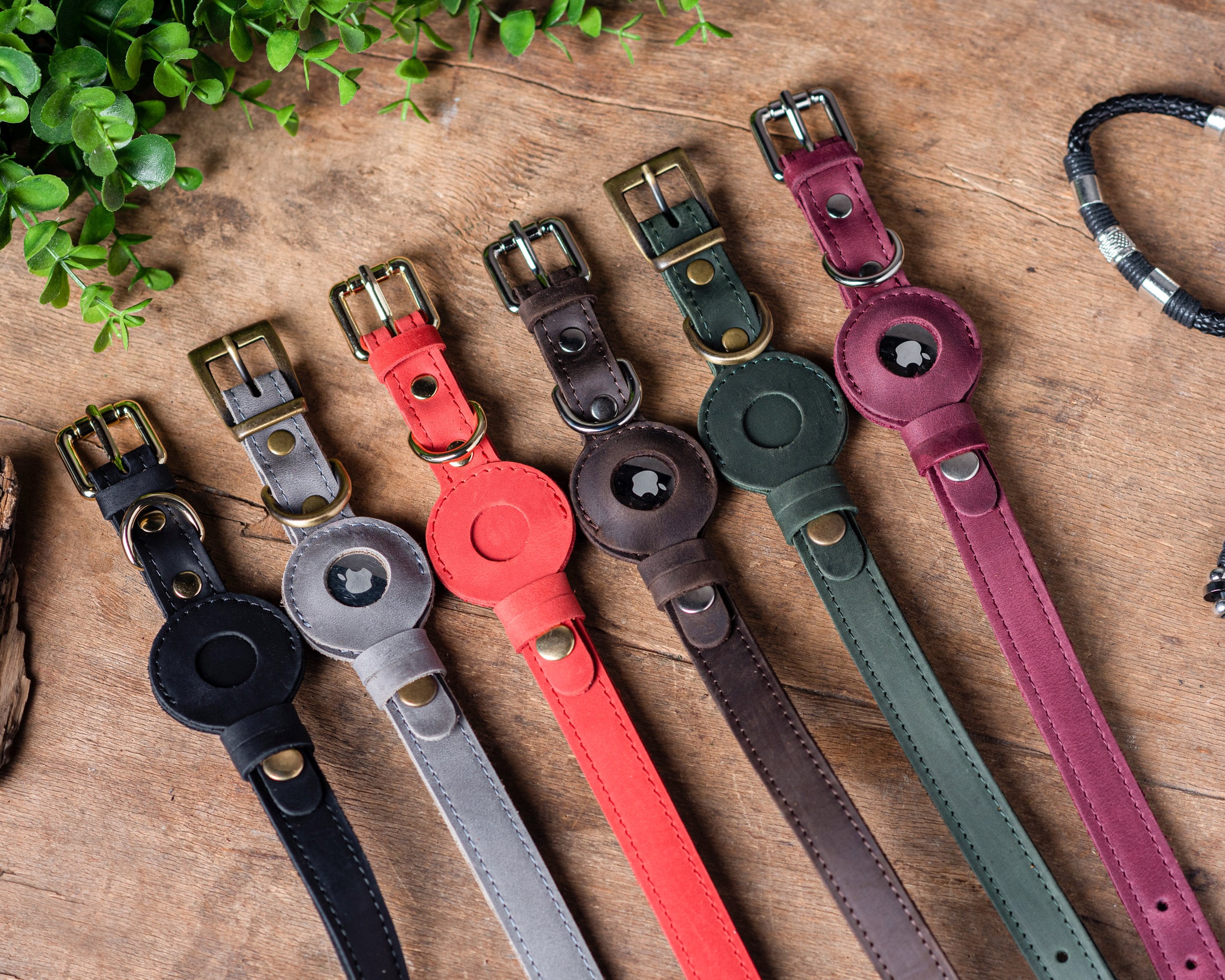 Leather Dog Collar with AirTag - Personalized & Engraved