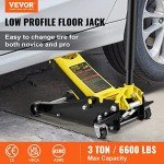 VEVOR 3 Ton Low Profile, Heavy-Duty Steel Racing Floor Jack with Dual Pistons Quick Lift Pump, Lifting Range 3.35"-19.69"