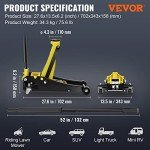VEVOR 3 Ton Low Profile, Heavy-Duty Steel Racing Floor Jack with Dual Pistons Quick Lift Pump, Lifting Range 3.35"-19.69"