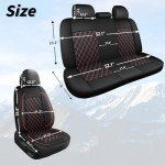 HChengkikz Car Seat Covers Full Set,Breathable and Waterproof Napa Leather Car Seat Cover,Interior Universal Fit for Cars,Sedans,SUVs,Vans,Trucks(Full Seat,Black+Red,N3)