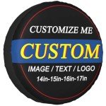 Custom Spare Tire Cover Personalized Wheel Tire Cover Add Your Own Photo Text Logo Waterproof Dust-Proof Spare Wheel Cover Protectors for Trailer Truck SUV Universal All Vehicles