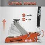 TONDA Low Profile Floor Jack, 2 Ton Aluminum and Steel Hydraulic Car Jack with Dual Pump System, Rapid Lift, Orange