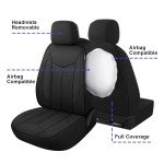 CAROMOP Waterproof Car Seat Cover Full Seats, Neoprene Seat Covers for Cars,Split Bench Compatible Car Interior Covers, Universal Fit Most Car Sedan Truck SUV(Black)
