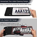 Intermerge License Plate Frames, 2 Pack, Universal US Car Black TPU Bracket Holder. Rust-Proof, Rattle-Proof, Weather-Proof with Drainage Holes Car Accessories