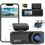 4K Dash Cam Front and Rear, WiFi Dash Cam with 64GB Card, 4K+1080P Dash Camera for Cars, WiFi Car Camera with App Control, 1.47" Screen DashCam with 24H Parking Monitor,G-Sensor