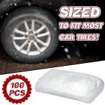 DaisyInner 100 Pcs Disposable Car Tire Covers Plastic Waterproof Tire Wheel Protector for Car Truck SUV Trailer Camper Universal Covering