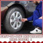 DaisyInner 100 Pcs Disposable Car Tire Covers Plastic Waterproof Tire Wheel Protector for Car Truck SUV Trailer Camper Universal Covering