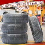 DaisyInner 100 Pcs Disposable Car Tire Covers Plastic Waterproof Tire Wheel Protector for Car Truck SUV Trailer Camper Universal Covering