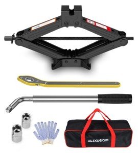 Car Jack Kit, Scissor Jack for Car 2 Ton (4409 lbs), Tire Jack Changing Kit with Lug Wrench for Sedan SUV