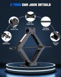 Car Jack Kit, Scissor Jack for Car 2 Ton (4409 lbs), Tire Jack Changing Kit with Lug Wrench for Sedan SUV