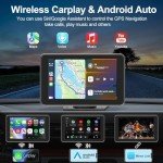 Portable Apple Carplay/Android Auto Screen for Car, 7 Inch HD Touch Screen Wireless Car Play with Backup Camera, Voice Control, BT, FM, Mirror Link for All Vehicle