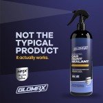 GLOMAX Ceramic Coating For Cars (16 oz.) - Hydrophobic Ceramic Car Wax Spray With Added UV PROTECTION - LONG LASTING Shiny Car Stuff - Spray Wax For Cars With 2 Micro Fiber Towels, Waterless Wash