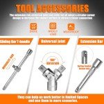 XHTT Mechanics Tools Kit,108-Piece 1/4"&1/2 Metric And Standard Socket Set,Ratchet Set,Quick Release Reversible Ratchet Wrench,Universal Joint,Extension Bars.