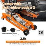 Donext 2.5 Ton Steel Floor Jack, Low Profile Hydraulic Racing Floor Jack with Single Piston Lift Pump, Lifting Range 3-3/8" - 14-15/16"