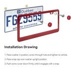 Ohuhu Matte Aluminum License Plate Frame with Red Screw Caps, 2Pcs 2 Holes Red Licenses Plates Frames, Car Licenses Plate Covers Holders for US Vehicles