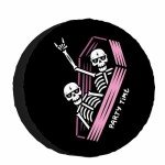 Skeleton Spare Tire Cover for RV Trailer Halloween Wheel Protectors Weatherproof Polyester Tire Case for All Cars SUV Camper Travel 15 inch