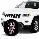 Skeleton Spare Tire Cover for RV Trailer Halloween Wheel Protectors Weatherproof Polyester Tire Case for All Cars SUV Camper Travel 15 inch