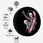 Skeleton Spare Tire Cover for RV Trailer Halloween Wheel Protectors Weatherproof Polyester Tire Case for All Cars SUV Camper Travel 15 inch