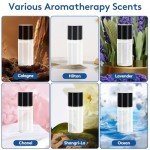 Car Air Freshener Diffuser, Smart Car Air Freshener with 3 Adjustable Light Modes, Rechargeable Aromatizante Para Carro with 6pcs Essential Oil, Auto On/Off, Long-Lasting, Black
