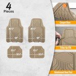 Armor All 4-Piece All-Season Trim-to-Fit Floor Liners, Full Coverage Automotive Floor Mats, Universal Fit, Custom Fit for Cars, Trucks, SUVs - Tan