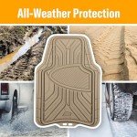 Armor All 4-Piece All-Season Trim-to-Fit Floor Liners, Full Coverage Automotive Floor Mats, Universal Fit, Custom Fit for Cars, Trucks, SUVs - Tan
