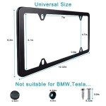 Lrokimg Black License Plate Frames 2 Pack, License Plate Holders Stainless Steel, Universal US Car License Plate Covers with Screws Washers Caps (4 Holes)