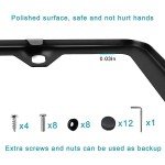 Lrokimg Black License Plate Frames 2 Pack, License Plate Holders Stainless Steel, Universal US Car License Plate Covers with Screws Washers Caps (4 Holes)