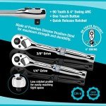 DURATECH 93 Piece Mechanics Tool Set, SAE/Metric Drive Socket Set(1/4 Inch and 3/8 Inch) with Ratchet handle Spark Plug Magnetic bit driver and Tool Accessories Set