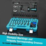 DURATECH 93 Piece Mechanics Tool Set, SAE/Metric Drive Socket Set(1/4 Inch and 3/8 Inch) with Ratchet handle Spark Plug Magnetic bit driver and Tool Accessories Set
