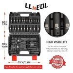 LLNEDL Impact Socket Set 3/8 Drive,95Pcs Deep&Shallow Socket Wrench Set,6 Point Metric&Standard Full |5/16"-3/4",8-22mm| with Spark Plug Sockets,72T Ratchet Handle, Screwdrivers for Automotive&Home
