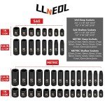 LLNEDL Impact Socket Set 3/8 Drive,95Pcs Deep&Shallow Socket Wrench Set,6 Point Metric&Standard Full |5/16"-3/4",8-22mm| with Spark Plug Sockets,72T Ratchet Handle, Screwdrivers for Automotive&Home