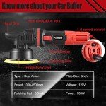 AOBEN Car Buffer Polisher,6 inch Dual Action Polisher,Random Buffer Polisher kit with 6 Variable Speed 1000-4500rpm,Detachable Handle,4 Buffing Pads for Car detailing Polishing and Waxing