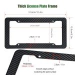 FBJTDQ Carbon Fiber License Plate Frames- Black Carbon Pattern Plastic Front & Rear Car Tag Holder Cover 2 Pack, for Men/Women, with Mount Hardware, Screws, Caps, Rattle Proof Pads, Handlebar Stickers
