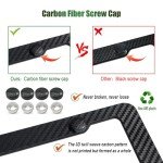 FBJTDQ Carbon Fiber License Plate Frames- Black Carbon Pattern Plastic Front & Rear Car Tag Holder Cover 2 Pack, for Men/Women, with Mount Hardware, Screws, Caps, Rattle Proof Pads, Handlebar Stickers
