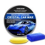 SHIELDOM Car Wax Polish Ceramic Coating Carnauba Wax Extra Gloss Paint Sealant Polishing Long Lasting Shine Hydrophobic for Cars, Trucks, SUVs, RVs with Microfiber Towel & Applicator Pad - 3.5oz/100g