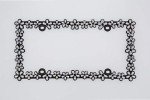 Creathome 3D Shining Daisy Wrenth License Plate Frame from Pure Zinc Alloy Metal Perfect Plate Holder,Matt Black with Silver Glitter
