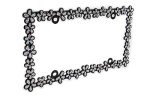 Creathome 3D Shining Daisy Wrenth License Plate Frame from Pure Zinc Alloy Metal Perfect Plate Holder,Matt Black with Silver Glitter