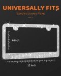 HOTOR License Plate Frame - Lastingly Bling and Sparkly License Plate Frame for Women, Stainless Steel & Obstruction-Free Frame with Multifaceted Rhinestones,Black, 1 Pack