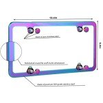 Iridescent License Plate Frame, 2 Pack Stainless Steel Mirror Polish Treatment, Universal US Car License Plate Bracket Holder, 4 Holes Theft Design, Rustproof Weatherproof(with mounting Fittings).