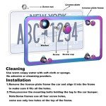 Iridescent License Plate Frame, 2 Pack Stainless Steel Mirror Polish Treatment, Universal US Car License Plate Bracket Holder, 4 Holes Theft Design, Rustproof Weatherproof(with mounting Fittings).