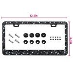 Bling Rhinestone License Plate Frame for Women，Diamond Sparkly Frames| Stainless Steel Frames & Over 1200 pcs Finest 14 Facets Black Glass Crystals Premium Diamond+GiftBox(Black)