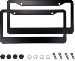 Matte Black License Plate Frames - Airxwills License Plate Covers, 2 Packs Universal Aluminum Tag Frame for License Plate for Front and Rear Car Tags.