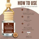 Car Air Freshener Hanging, Long Lasting Essential Oil Diffuser Mahogany Teakwood Scent, Car Air Freshener For Women, Men. Made in USA