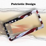 American Flag License Plate Frame Holder - 2 Pack Universal Aluminum Matte Stripe US Flag Gloss Patriotic Car Plate Frame Covers with Free Screws Fasteners Caps