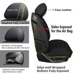 CAPITAUTO Leather Car Seat Covers, Waterproof Faux Leatherette Cushion Cover for Cars SUV Pick-up Truck Universal Fit Set for Auto Interior Accessories(Black Full Set)